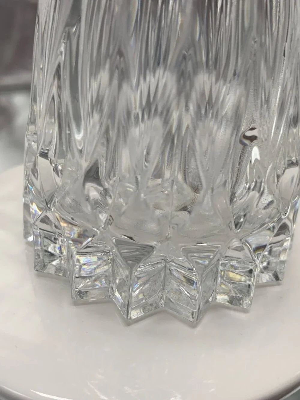 Vintage Crystal Decanter With Cup Stopper Mouthwash Shot Glass Elegant Starburst